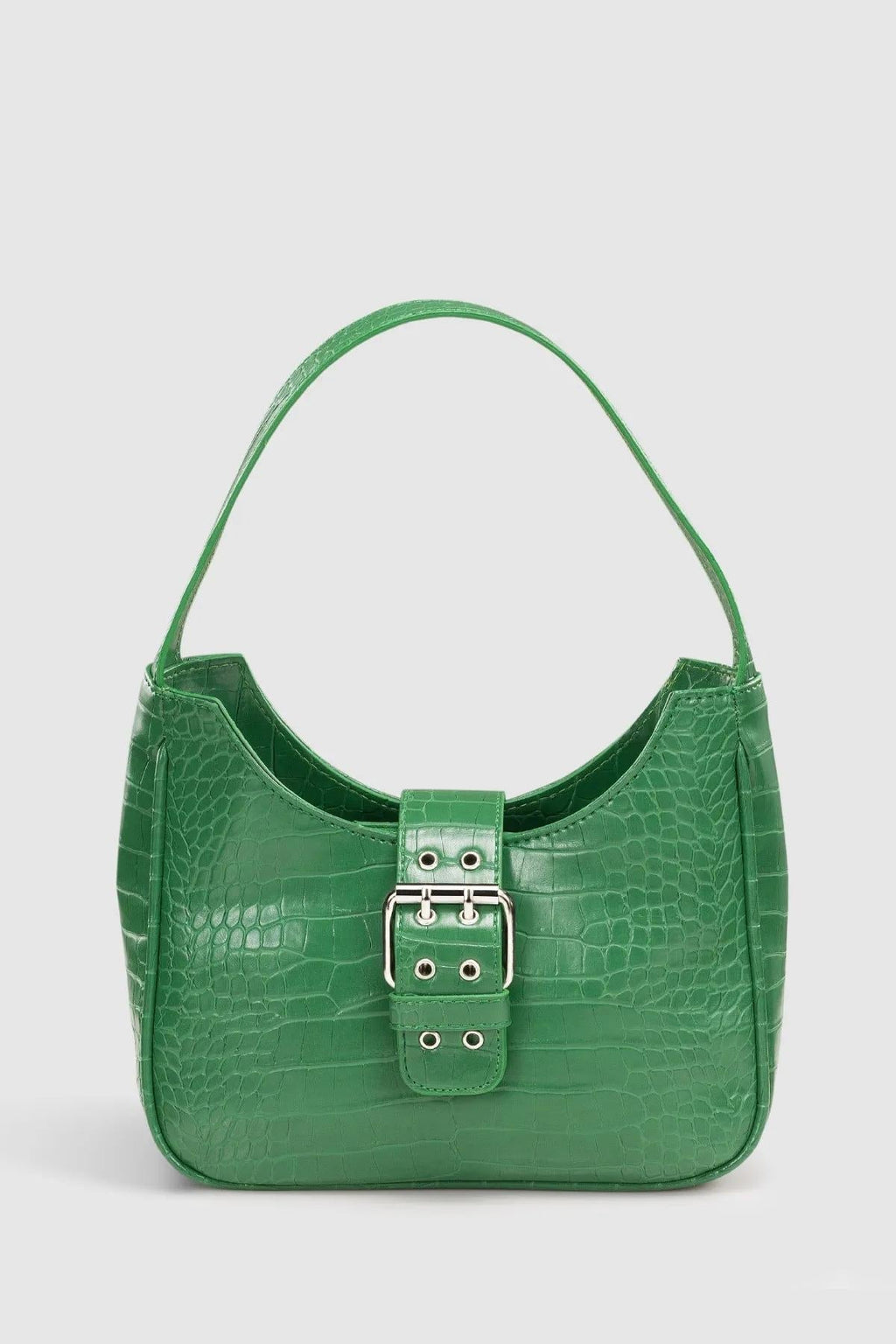 ROSETTA Élodie Yeşil croc baguette çanta
